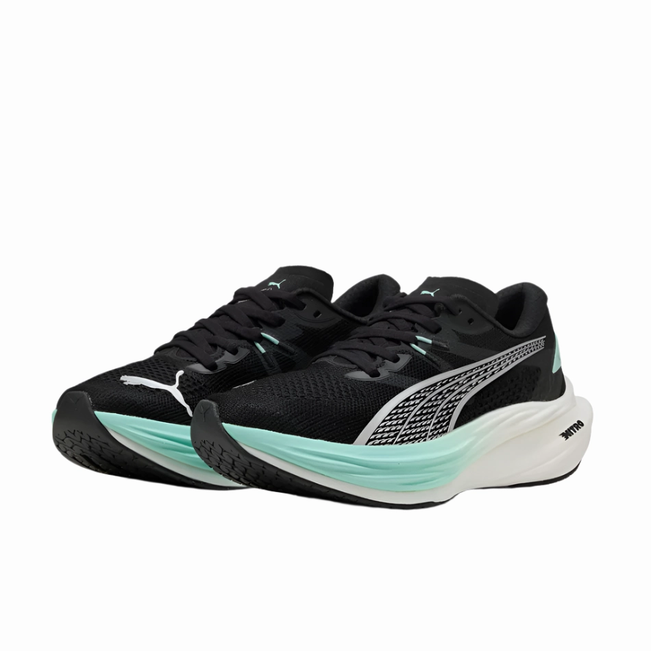 PUMA Women's Deviate NITRO 3 Running Shoes in PUMA Black/Mint Melt AW25 Puma responsive running shoes