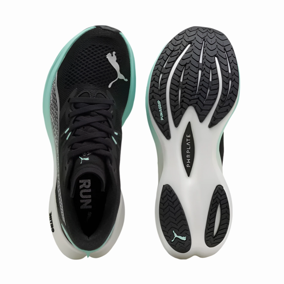 PUMA Women's Deviate NITRO 3 Running Shoes in PUMA Black/Mint Melt AW25 Puma responsive running shoes