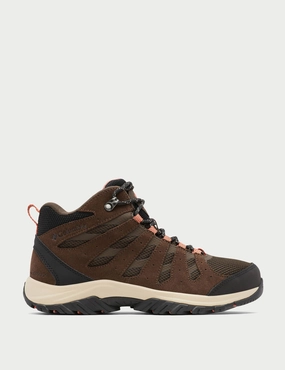 Redmond III Mid Waterproof Walking Boot - Cordovan/Dark Coral Columbia waterproof hiking shoes for rough trails