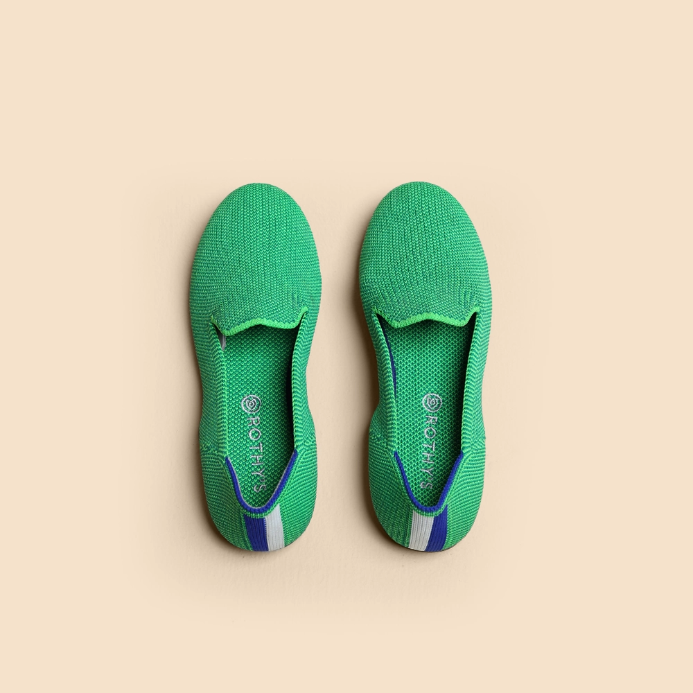 Rothy - Kid'S- The Loafer - Lime Green (Blue Sole) Rothy New Launch innovative shoe styles