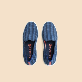 Rothy - Women - Slip On Sneaker - Indigo Gingham Rothy New Launch innovative shoe styles