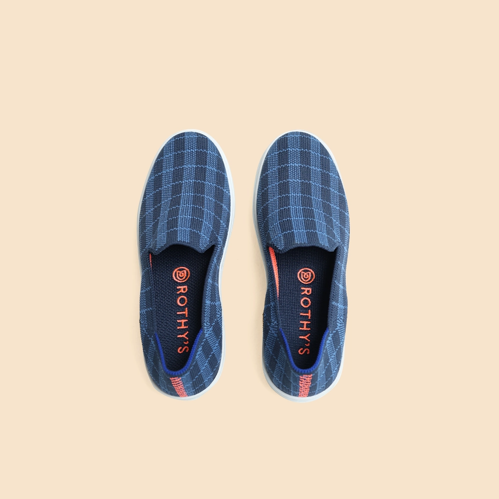 Rothy - Women - Slip On Sneaker - Indigo Gingham Rothy New Launch innovative shoe styles
