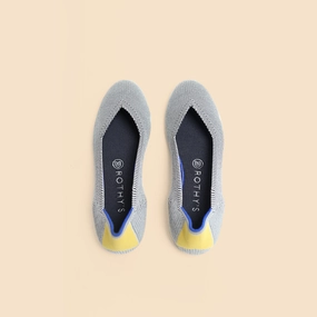 Rothy - Women - The Flat - Gray Yellow Tail (Black Sole) Rothy New Launch innovative shoe styles