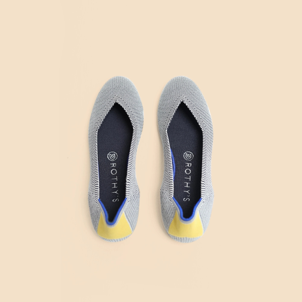 Rothy - Women - The Flat - Gray Yellow Tail (Black Sole) Rothy New Launch innovative shoe styles