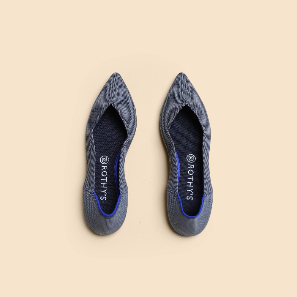 Rothy - Women - The Point -  Cloud Grey Birdseye Rothy New Launch innovative shoe styles