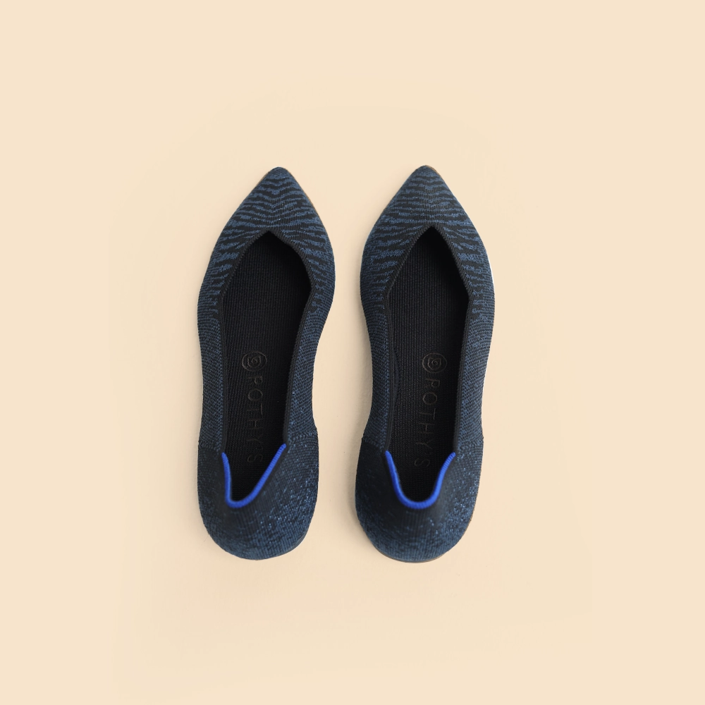 Rothy - Women - The Point - Midnight Metallic Zebra print Rothy New Launch innovative shoe styles