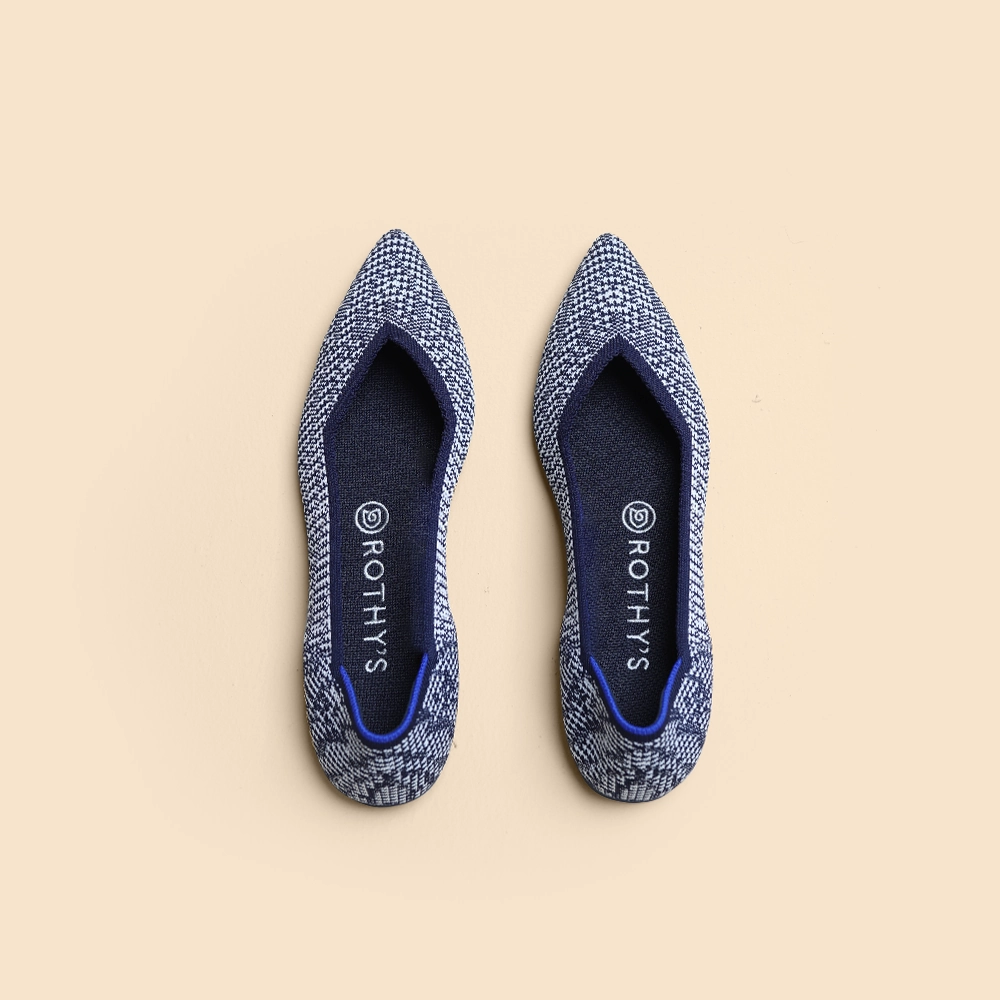 Rothy - Women - The Point - Navy Hundstooth Blue Rothy New Launch innovative shoe styles