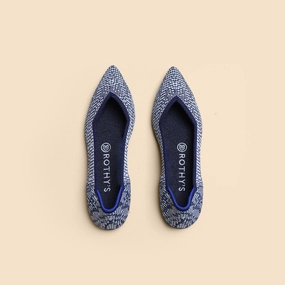 Rothy - Women - The Point - Navy Hundstooth Blue Rothy New Launch innovative shoe styles