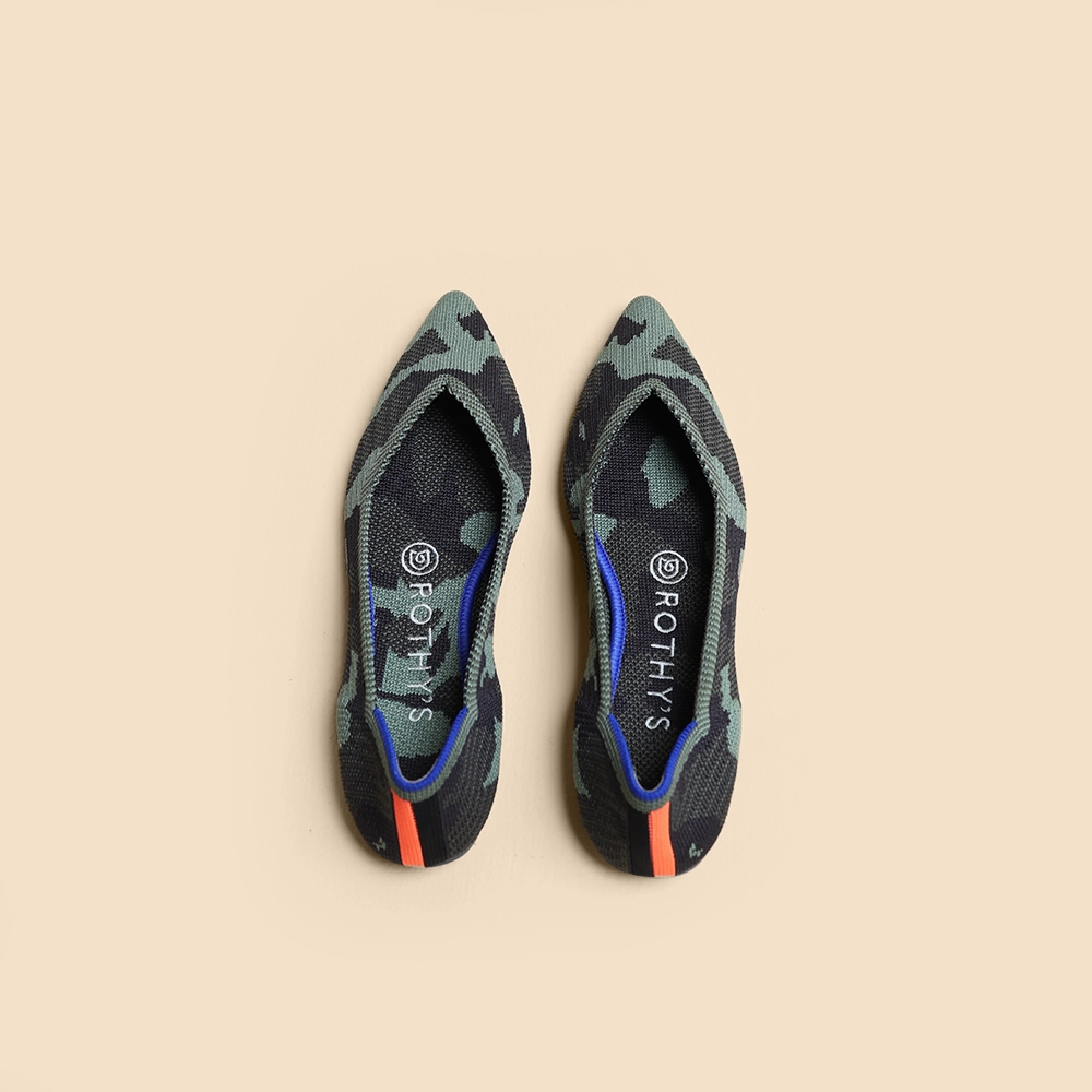Rothy - Women - The Point - Olive Camo (Gray Sole) Rothy New Launch innovative shoe styles