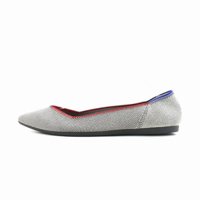 Rothy - Women - The Point - Red & Blue Piping Gray Rothy New Launch innovative shoe styles