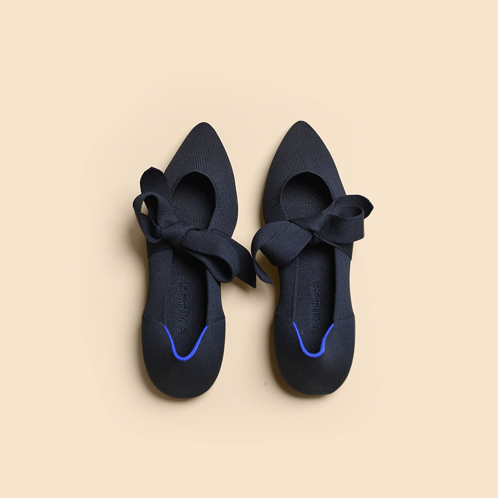 Rothy - Women - The Point Mary Jane Bow - Black Rothy New Launch innovative shoe styles