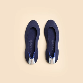 Rothy - Women - The Square Toe Flat - Navy Rothy New Launch innovative shoe styles