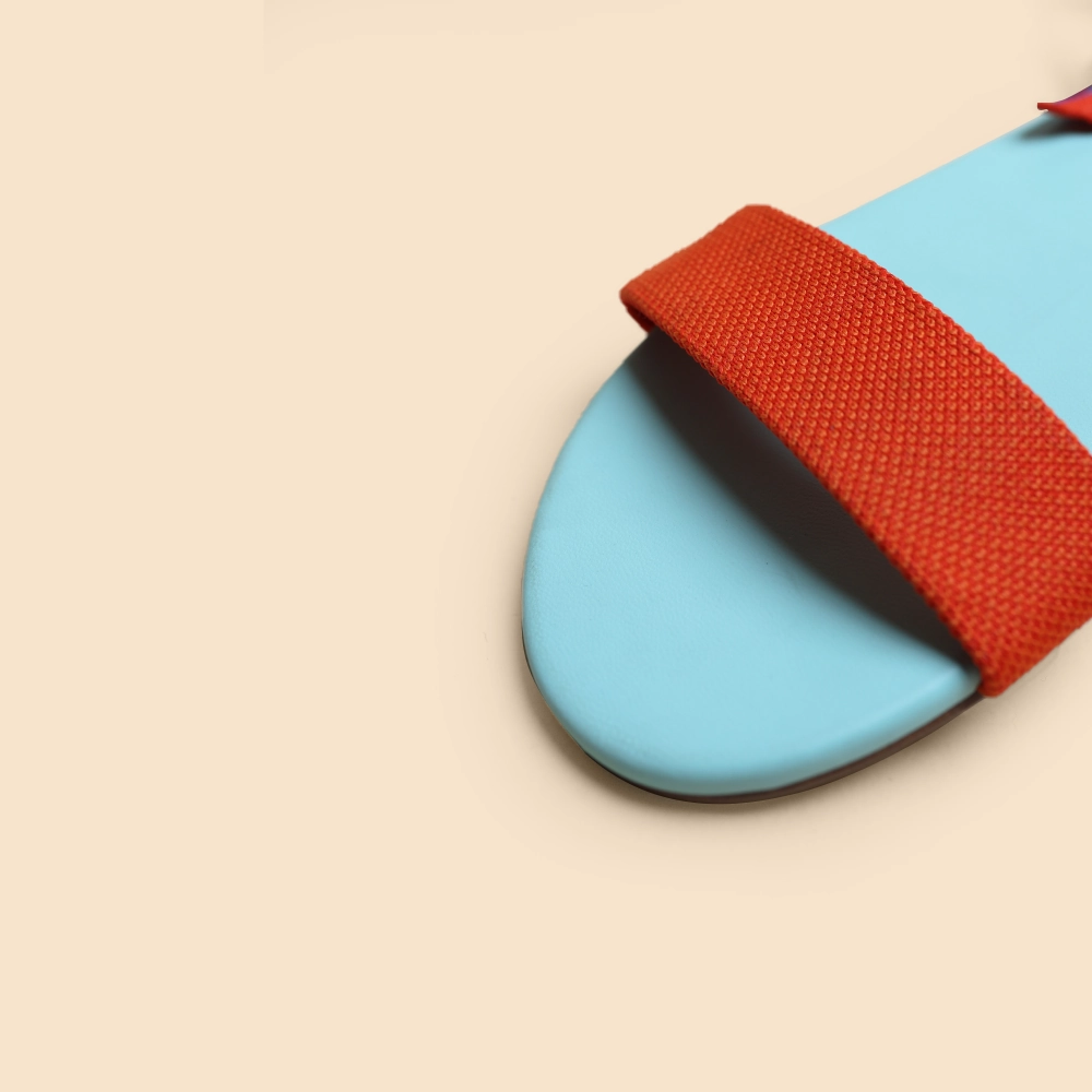 Rothy - Women - The Warp Sandal - Orange And Sea Green Rothy New Launch shoe designs