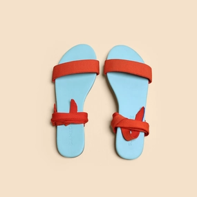 Rothy - Women - The Warp Sandal - Orange And Sea Green Rothy New Launch innovative shoe styles