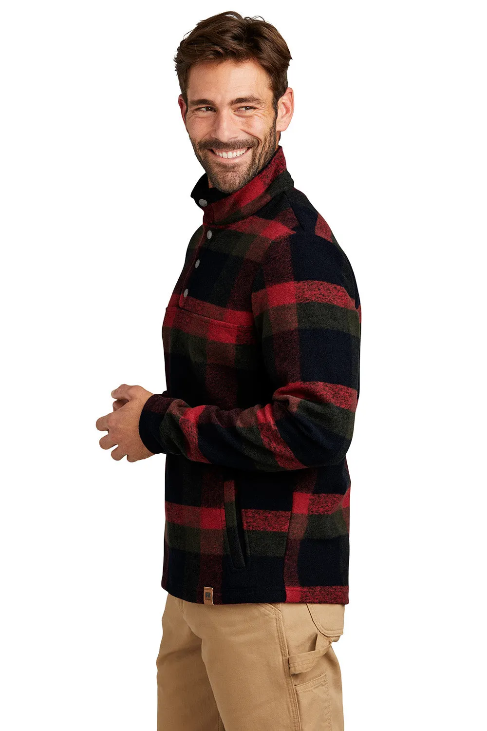 Russell Outdoors Mens Basin 1/4 Snap Jacket - Red Plaid  Excellent quality Clothing Russell-Outdoors