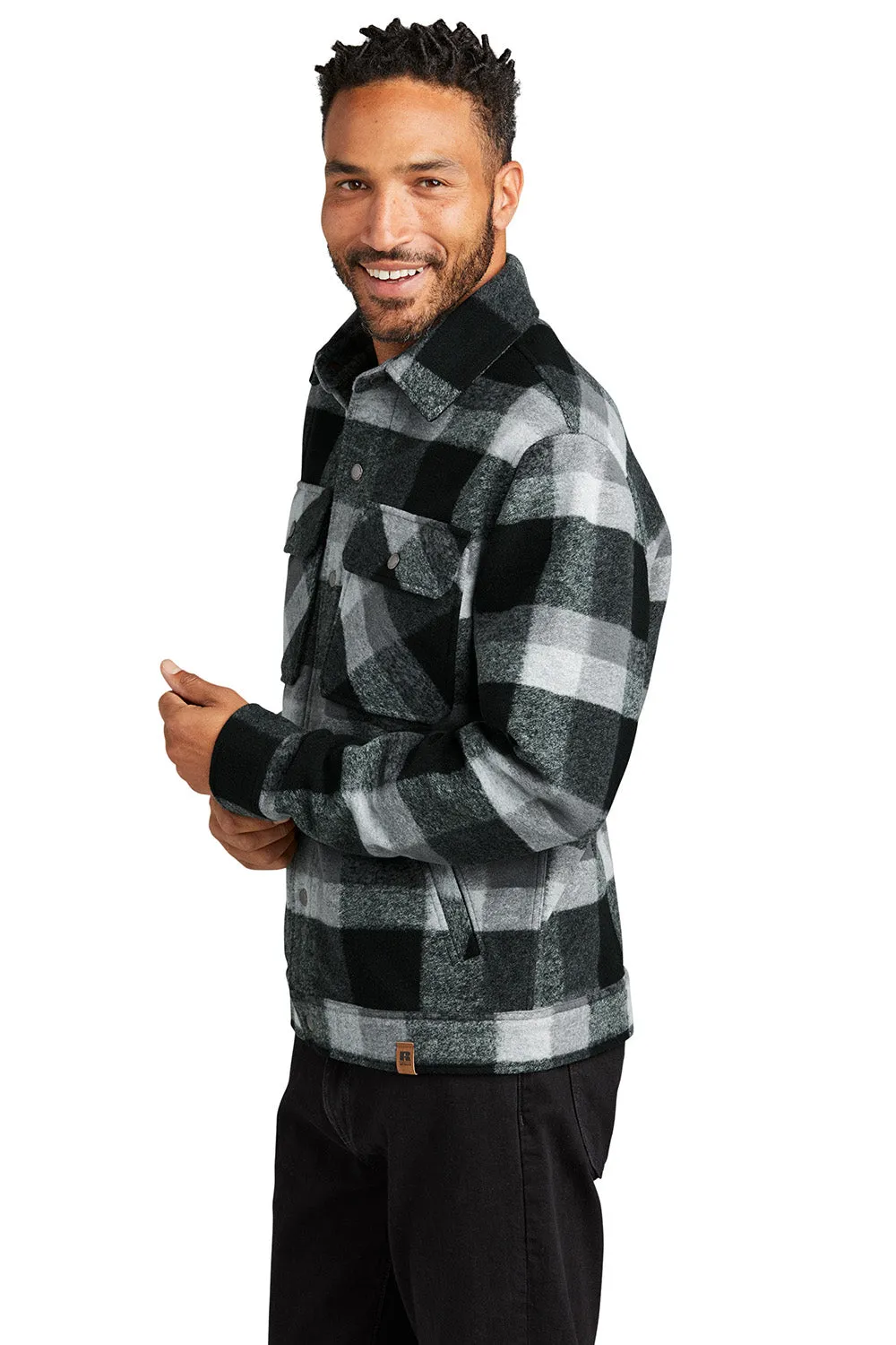 Russell Outdoors Mens Basin Snap Down Jacket - Deep Black Plaid  Excellent quality Clothing Russell-Outdoors