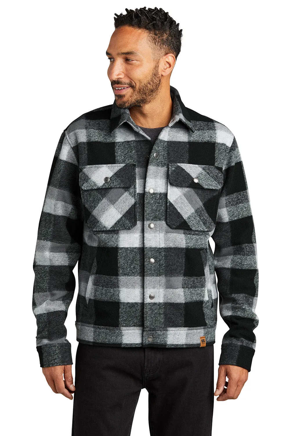 Russell Outdoors Mens Basin Snap Down Jacket - Deep Black Plaid  Excellent quality Clothing Russell-Outdoors