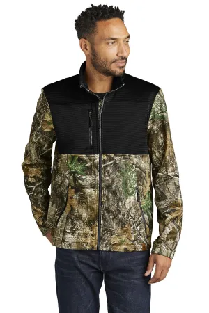 Russell Outdoors Mens Realtree Atlas Water Resistant Colorblock Full Zip Soft Shell Jacket - Deep Black/Realtree Edge Camo  Excellent quality Clothing Russell-Outdoors