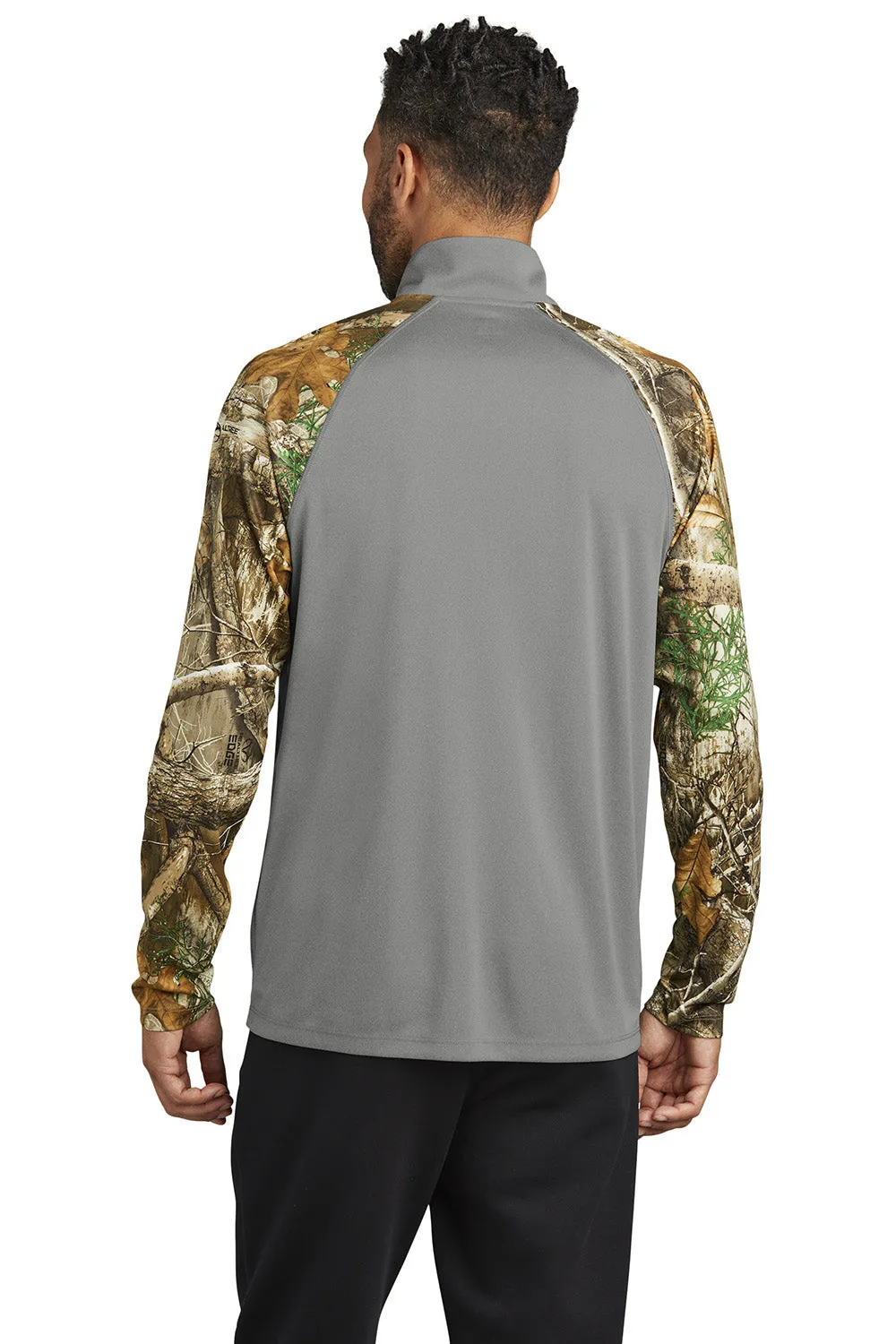 Russell Outdoors Mens Realtree Colorblock Moisture Wicking 1/4 Zip Sweatshirt - Heather Concrete Grey/Realtree Edge Camo  Excellent quality Clothing Russell-Outdoors