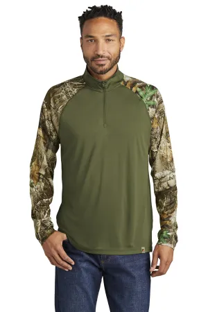 Russell Outdoors Mens Realtree Colorblock Moisture Wicking 1/4 Zip Sweatshirt - Olive Drab Green/Realtree Edge Camo  Excellent quality Clothing Russell-Outdoors
