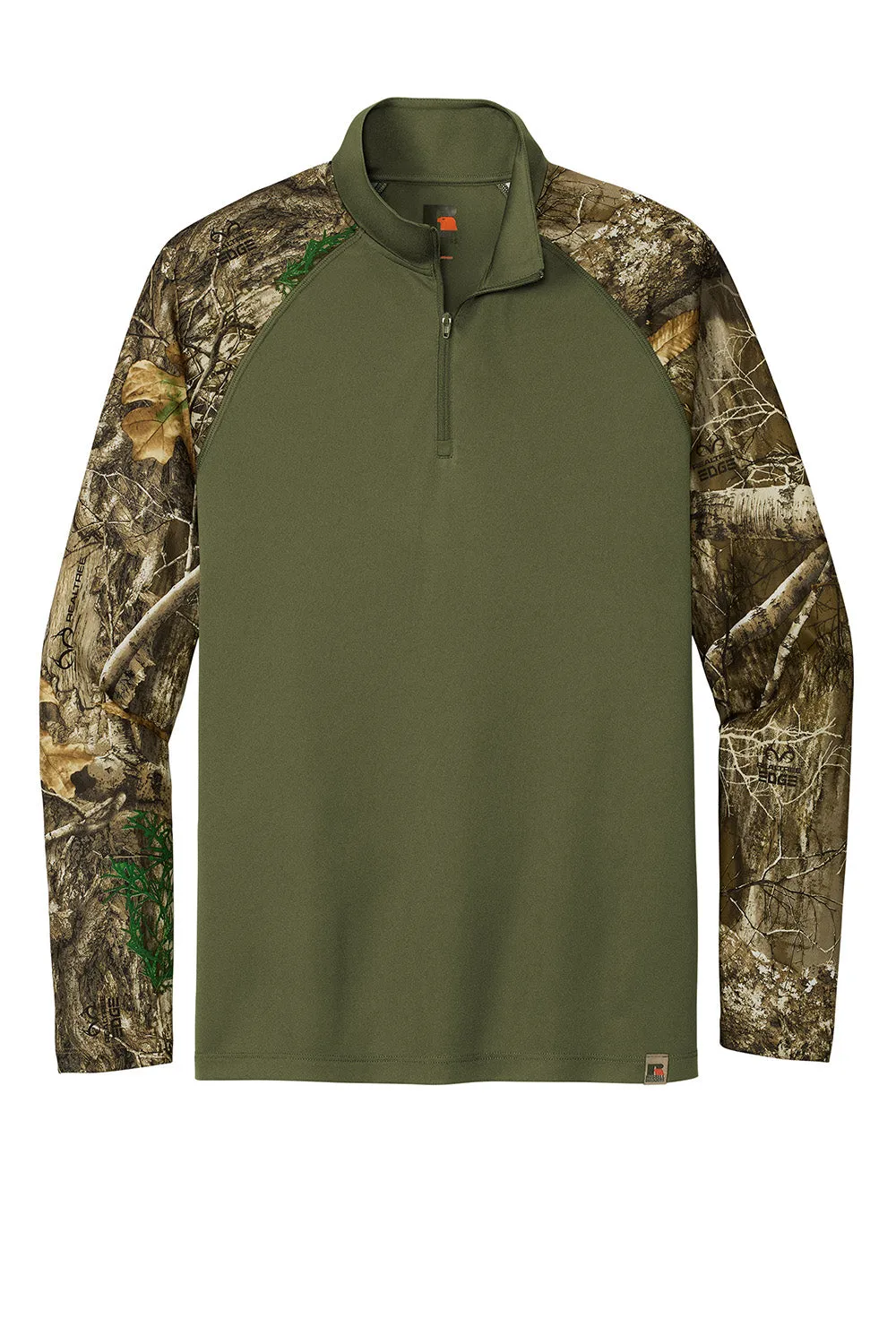 Russell Outdoors Mens Realtree Colorblock Moisture Wicking 1/4 Zip Sweatshirt - Olive Drab Green/Realtree Edge Camo  Excellent quality Clothing Russell-Outdoors