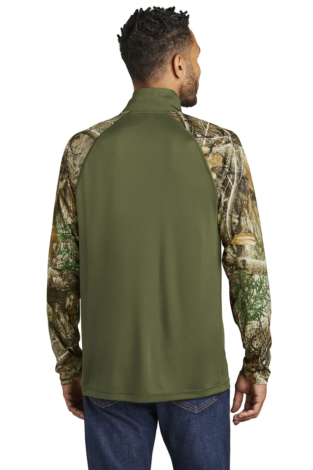 Russell Outdoors Mens Realtree Colorblock Moisture Wicking 1/4 Zip Sweatshirt - Olive Drab Green/Realtree Edge Camo  Excellent quality Clothing Russell-Outdoors