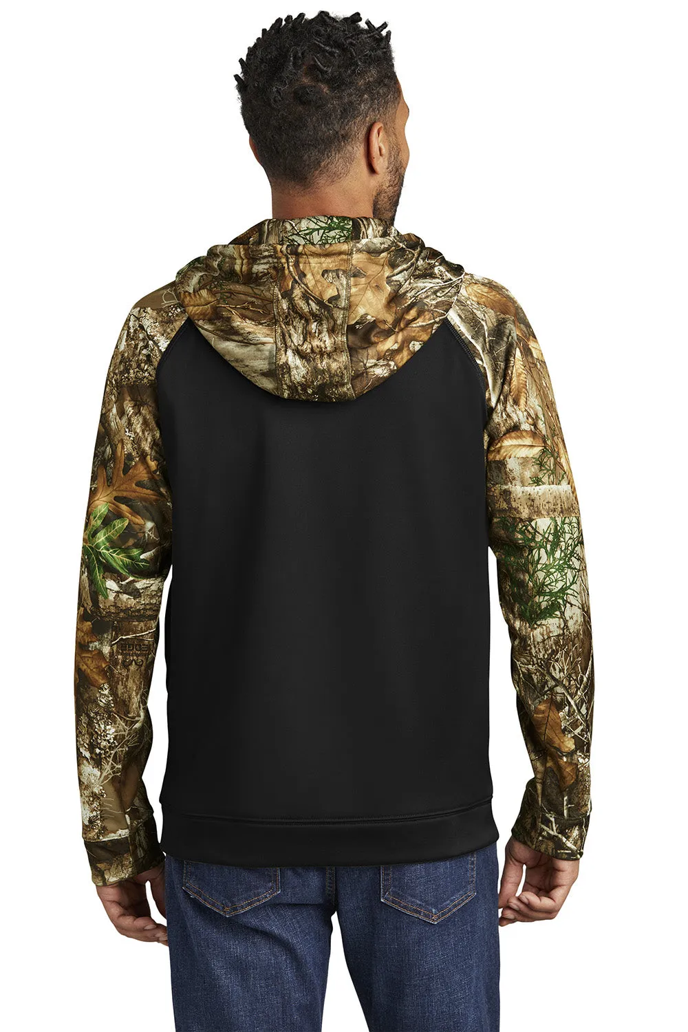 Russell Outdoors Mens Realtree Colorblock Moisture Wicking Full Zip Hooded Sweatshirt Hoodie w/ Pockets - Black/Realtree Edge Camo  Excellent quality Clothing Russell-Outdoors