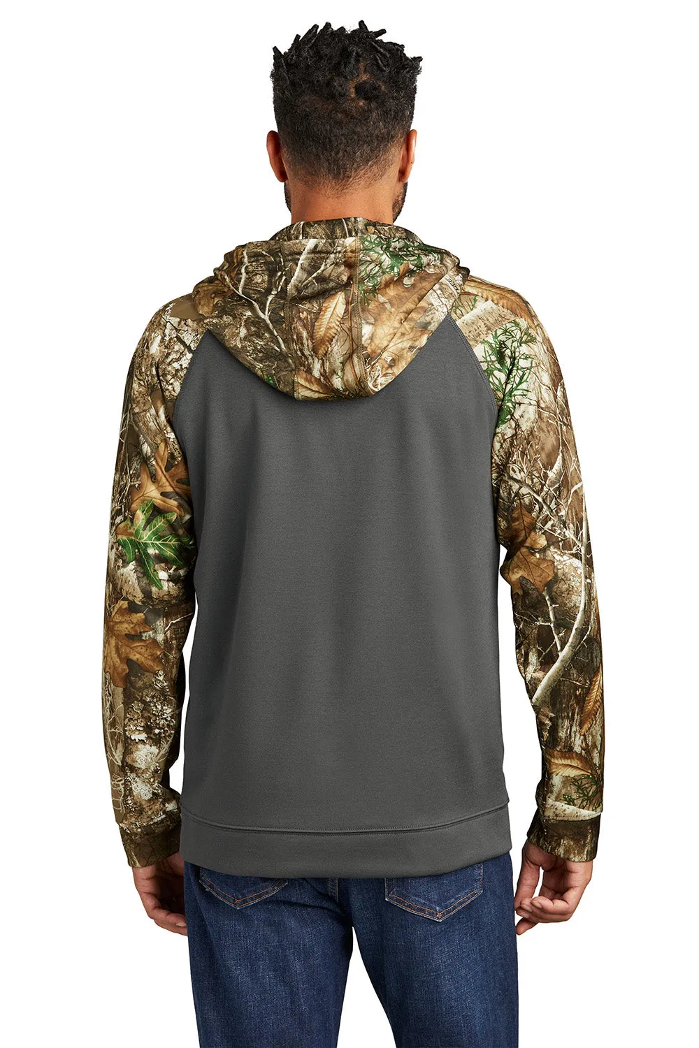 Russell Outdoors Mens Realtree Colorblock Moisture Wicking Full Zip Hooded Sweatshirt Hoodie w/ Pockets - Magnet Grey/Realtree Edge Camo  Excellent quality Clothing Russell-Outdoors