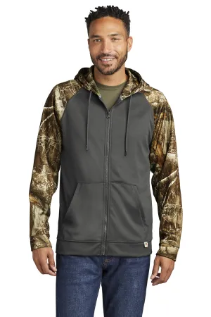Russell Outdoors Mens Realtree Colorblock Moisture Wicking Full Zip Hooded Sweatshirt Hoodie w/ Pockets - Magnet Grey/Realtree Edge Camo  Excellent quality Clothing Russell-Outdoors