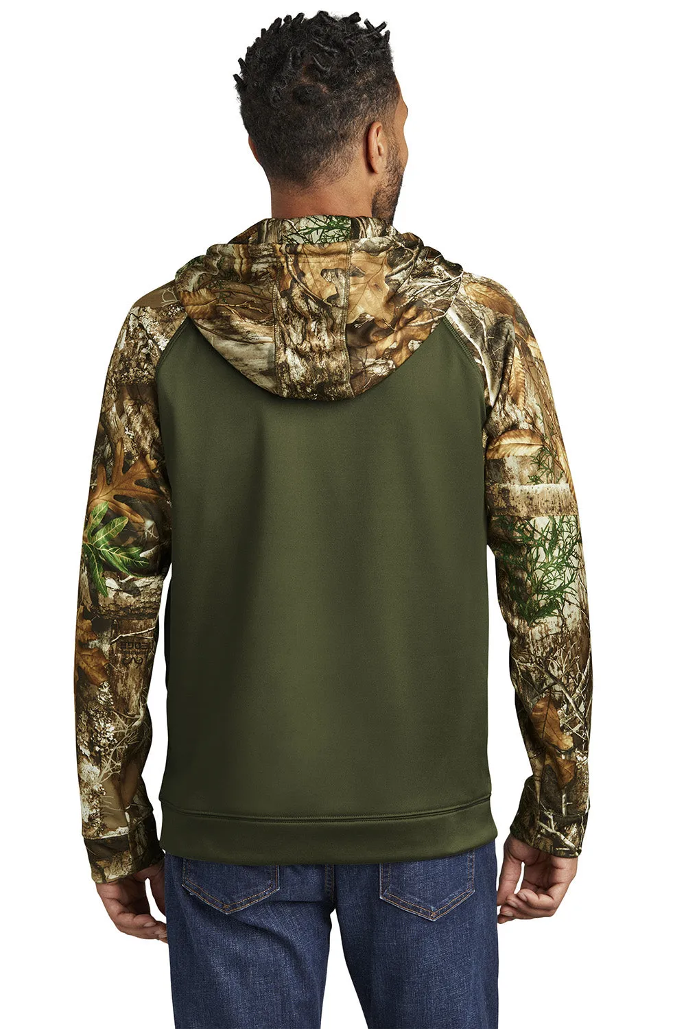 Russell Outdoors Mens Realtree Colorblock Moisture Wicking Full Zip Hooded Sweatshirt Hoodie w/ Pockets - Olive Drab Green/Realtree Edge Camo  Excellent quality Clothing Russell-Outdoors