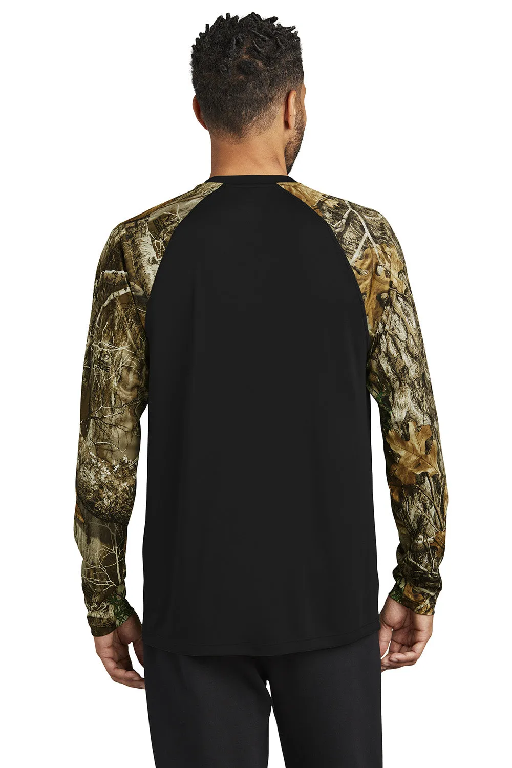 Russell Outdoors Mens Realtree Colorblock Moisture Wicking Long Sleeve Crewneck T-Shirt - Black/Realtree Edge Camo  Excellent quality Clothing Russell-Outdoors