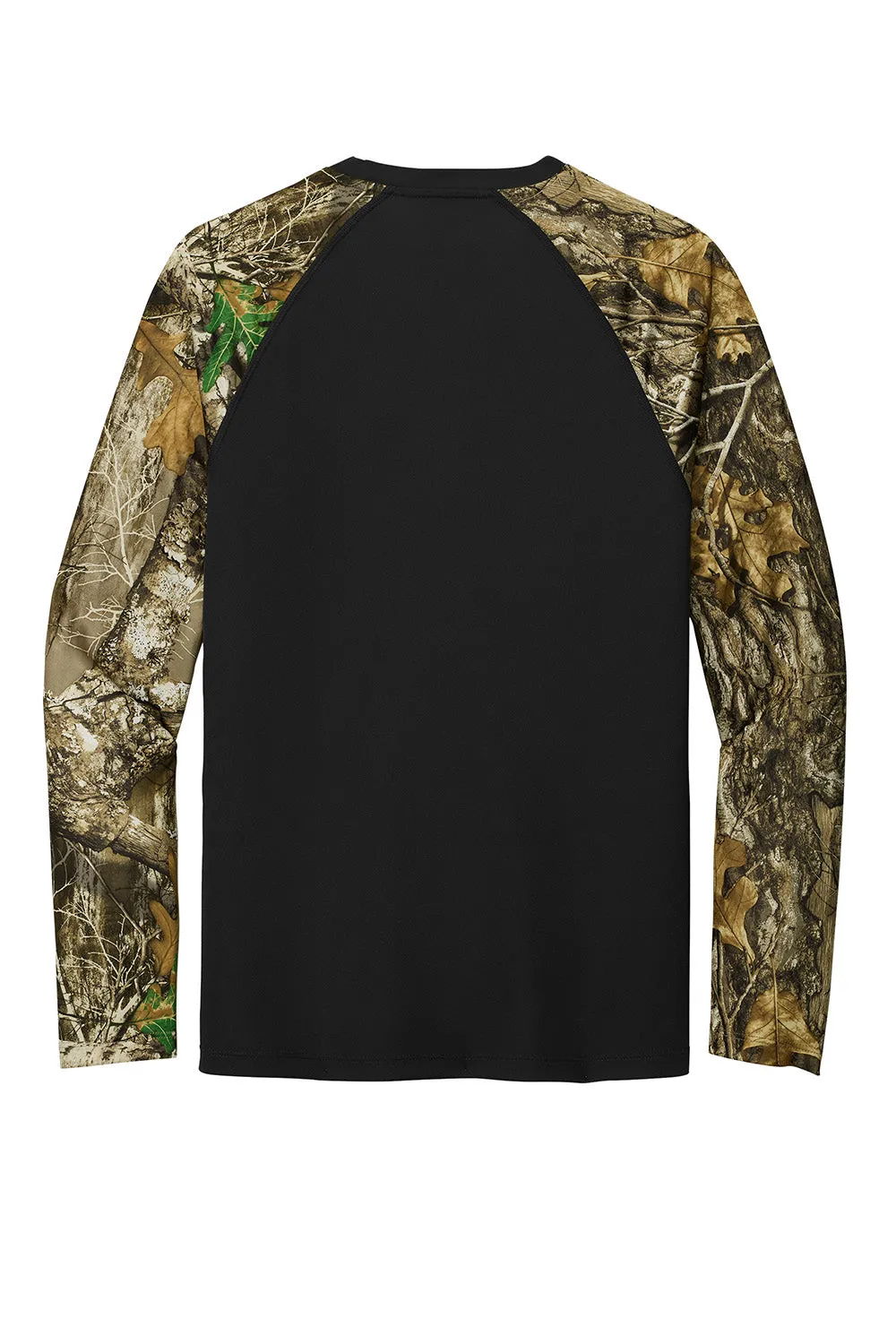 Russell Outdoors Mens Realtree Colorblock Moisture Wicking Long Sleeve Crewneck T-Shirt - Black/Realtree Edge Camo  Excellent quality Clothing Russell-Outdoors