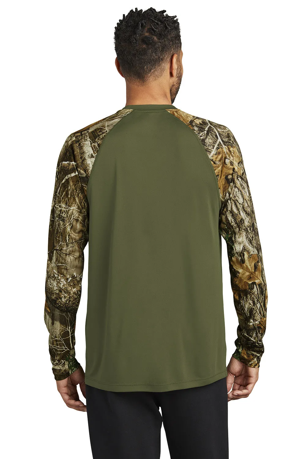 Russell Outdoors Mens Realtree Colorblock Moisture Wicking Long Sleeve Crewneck T-Shirt - Olive Drab Green/Realtree Edge Camo  Excellent quality Clothing Russell-Outdoors