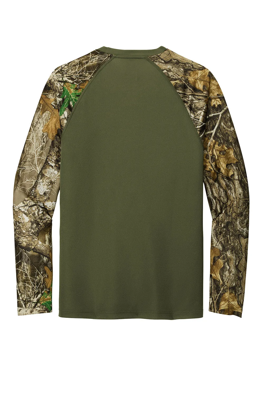 Russell Outdoors Mens Realtree Colorblock Moisture Wicking Long Sleeve Crewneck T-Shirt - Olive Drab Green/Realtree Edge Camo  Excellent quality Clothing Russell-Outdoors