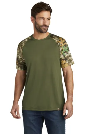 Russell Outdoors Mens Realtree Colorblock Moisture Wicking Short Sleeve Crewneck T-Shirt - Olive Drab Green/Realtree Edge Camo  Excellent quality Clothing Russell-Outdoors