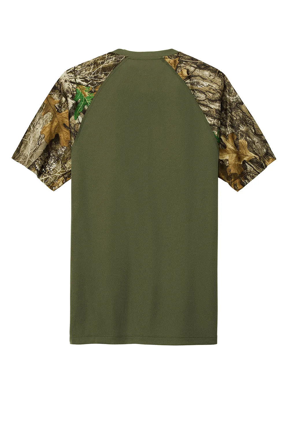 Russell Outdoors Mens Realtree Colorblock Moisture Wicking Short Sleeve Crewneck T-Shirt - Olive Drab Green/Realtree Edge Camo  Excellent quality Clothing Russell-Outdoors