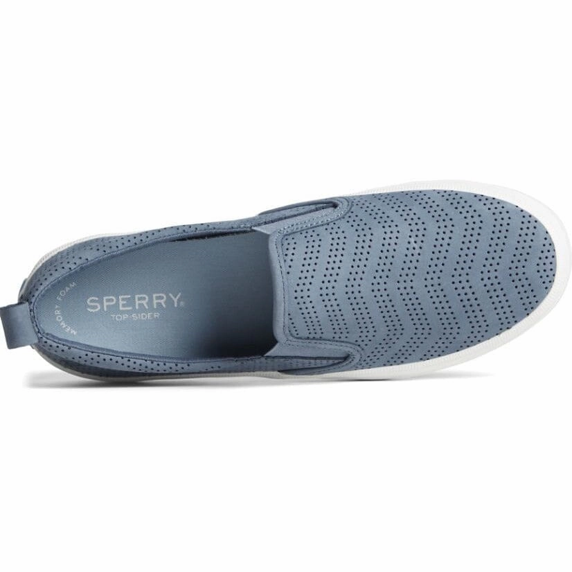 SPERRY CREST TWIN GORE PERFORATED LEATHER SLIP ON SNEAKER WOMEN'S - FINAL SALE! Sperry classic boat shoes