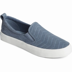 SPERRY CREST TWIN GORE PERFORATED LEATHER SLIP ON SNEAKER WOMEN'S - FINAL SALE! Sperry boat shoes with non-slip sole