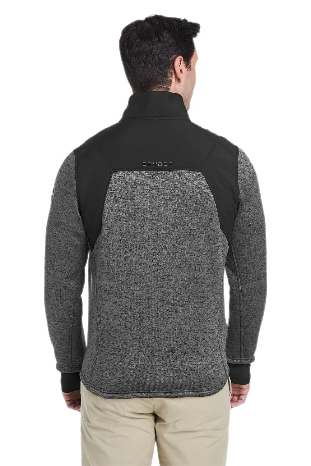 Spyder Mens Passage Full Zip Sweater Jacket - Polar Grey Powder/Black Clothing Spyder