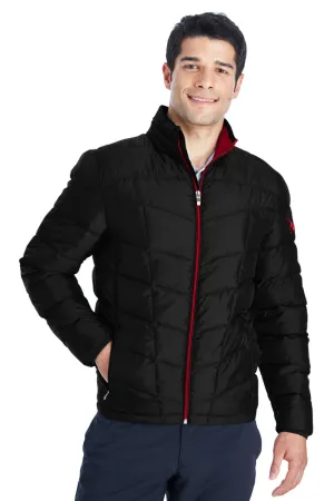Spyder Mens Pelmo Puffer Full Zip Jacket - Black/Red Clothing Spyder