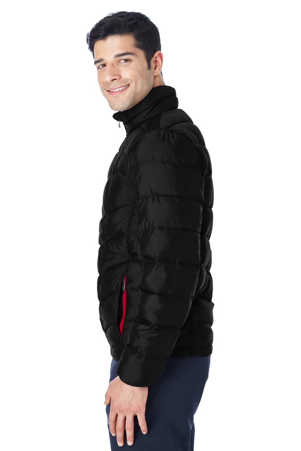 Spyder Mens Pelmo Puffer Full Zip Jacket - Black/Red Clothing Spyder