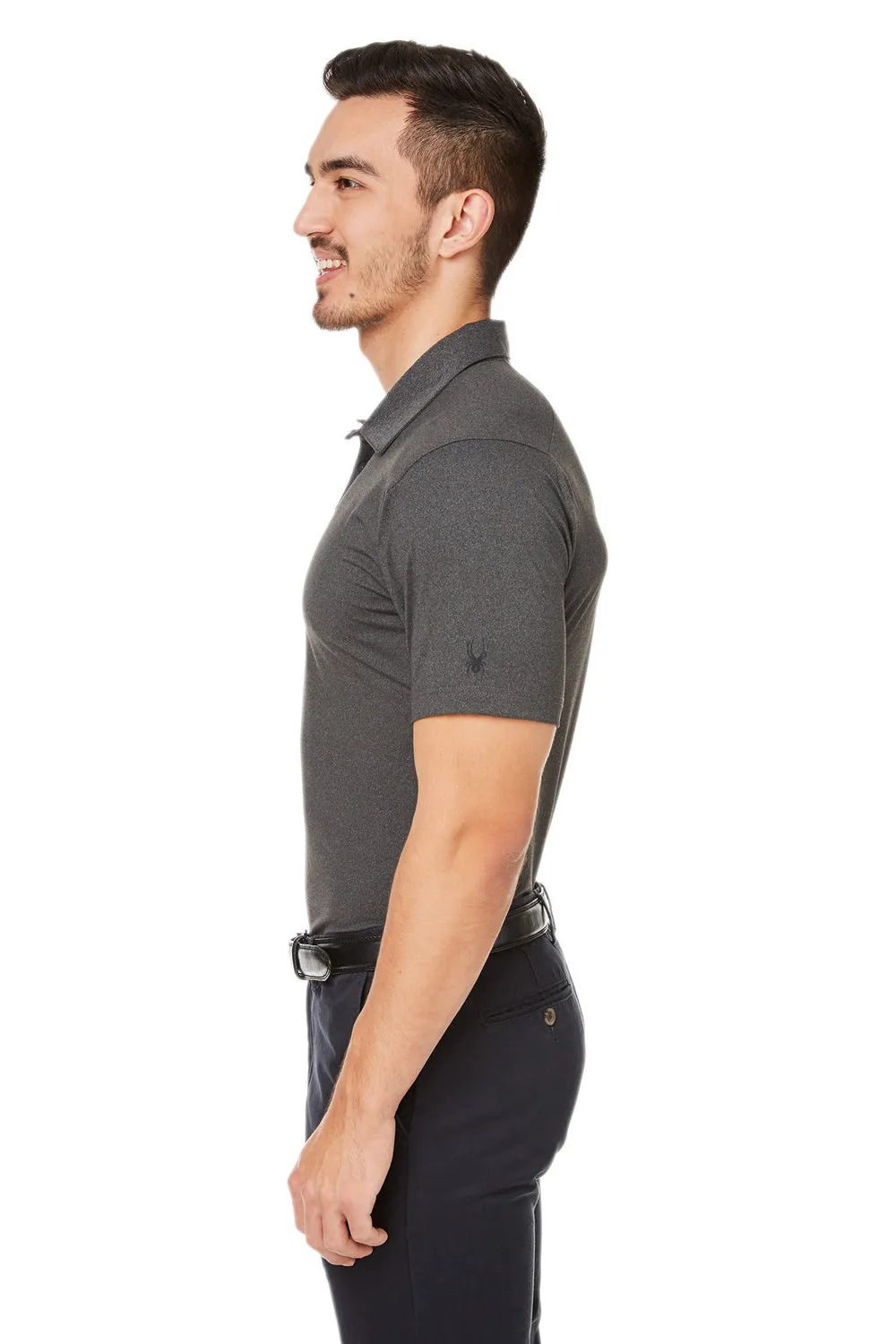 Spyder Mens Spyre Short UPF 40  Sleeve Polo Shirt - Black Frost Clothing Spyder