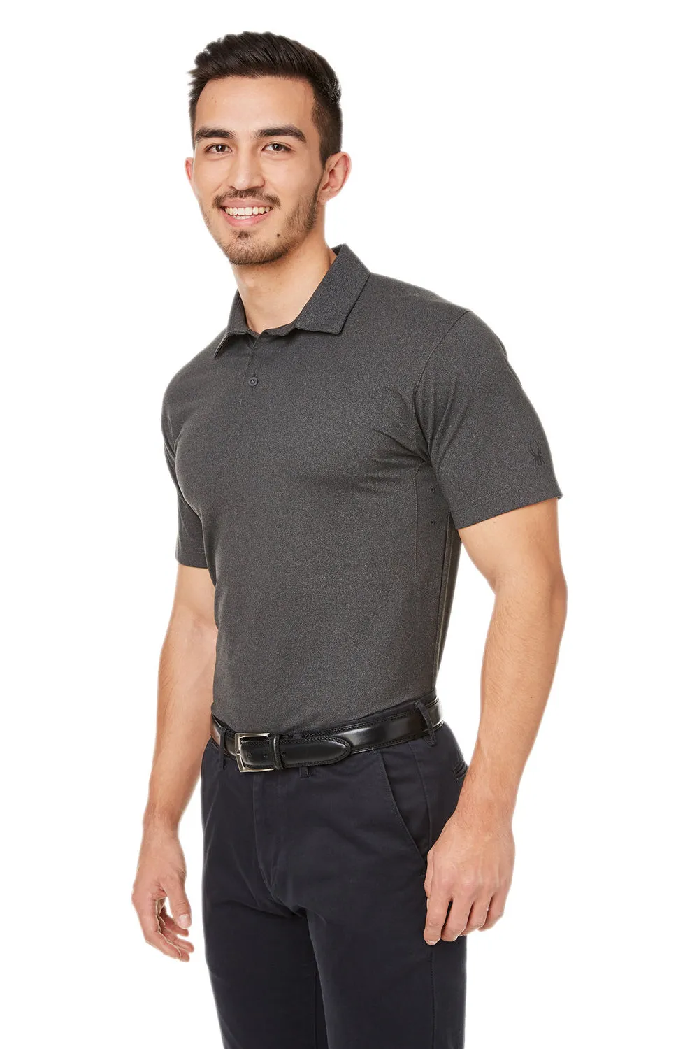 Spyder Mens Spyre Short UPF 40  Sleeve Polo Shirt - Black Frost Clothing Spyder