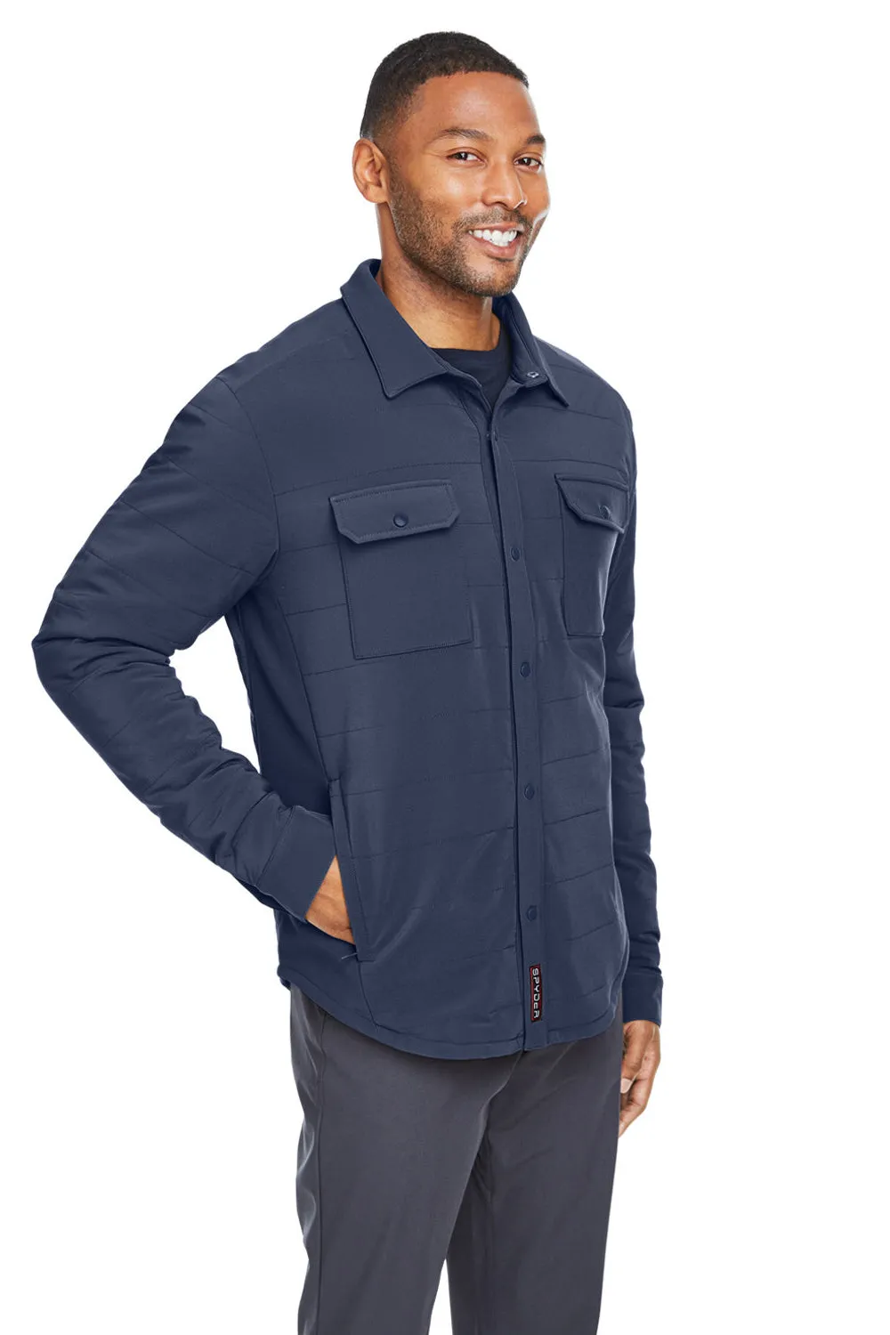 Spyder Mens Transit Full Snap Down Shirt Jacket - Frontier Blue Clothing Spyder