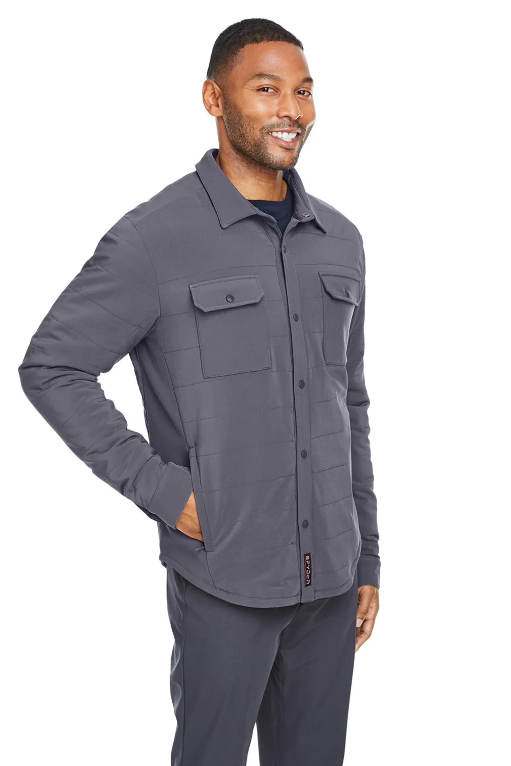 Spyder Mens Transit Full Snap Down Shirt Jacket - Polar Grey Clothing Spyder