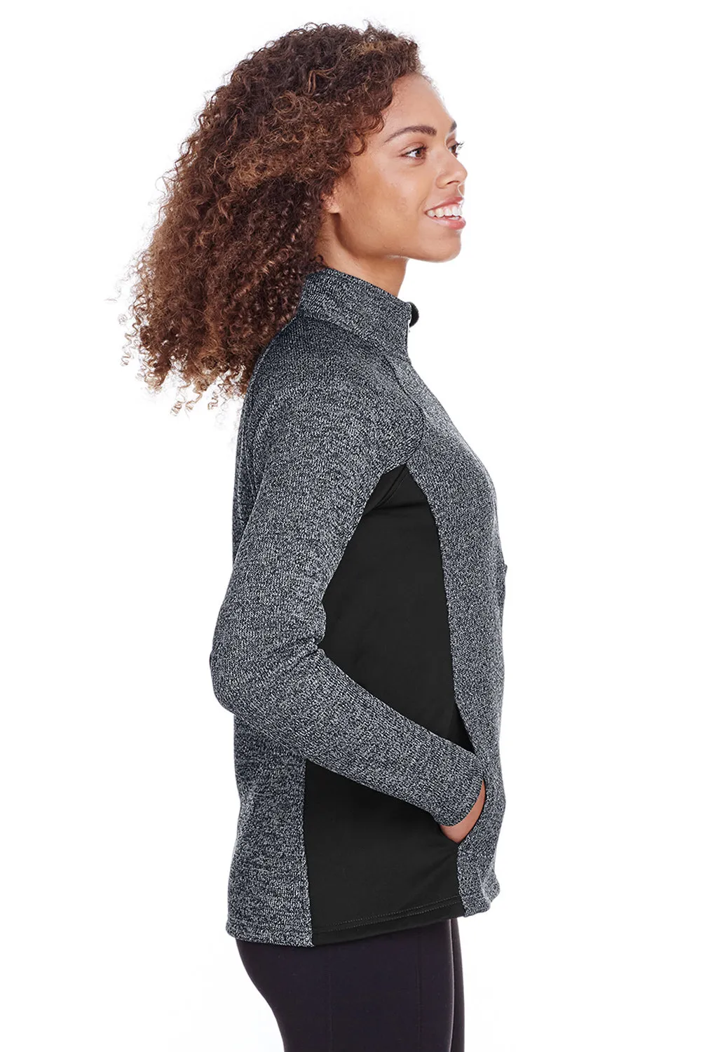 Spyder Womens Constant 1/4 Zip Sweater - Heather Black Clothing Spyder