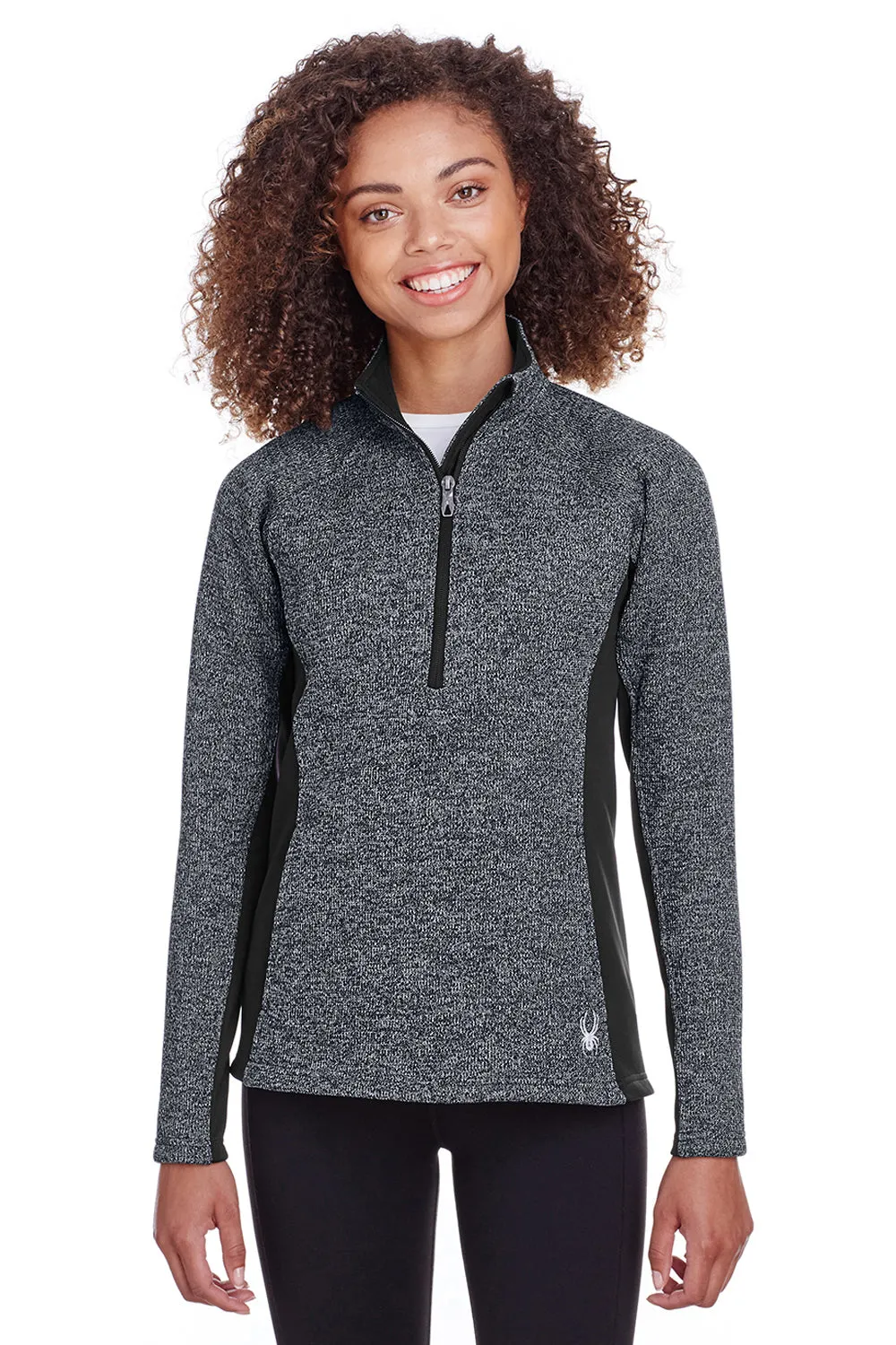 Spyder Womens Constant 1/4 Zip Sweater - Heather Black Clothing Spyder