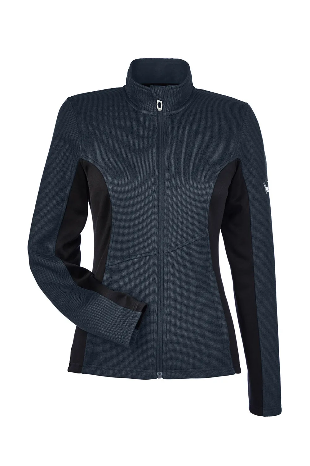 Spyder Womens Constant Full Zip Sweater Fleece Jacket - Frontier Blue/Black Clothing Spyder