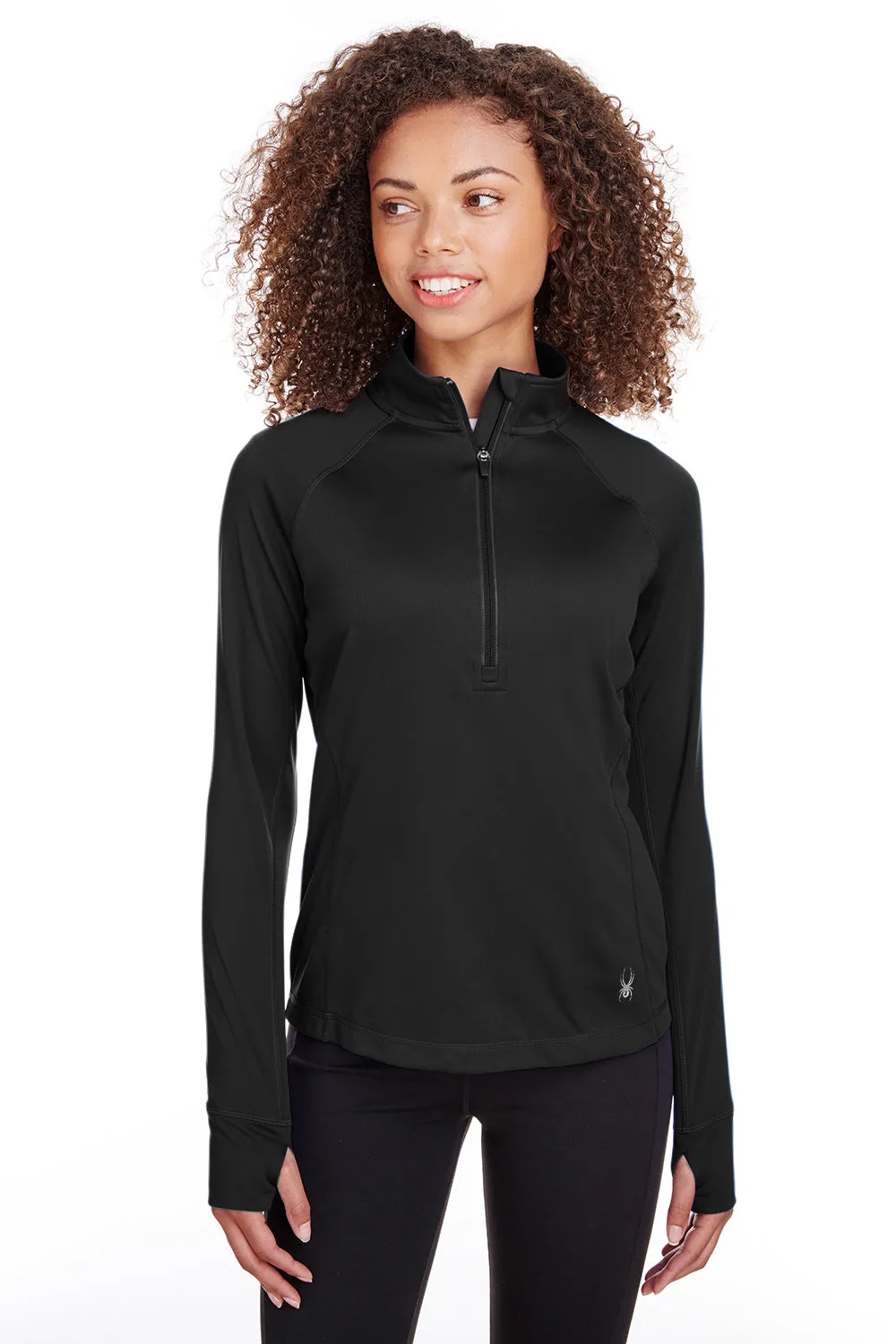Spyder Womens Freestyle 1/4 Zip Sweatshirt - Black Clothing Spyder