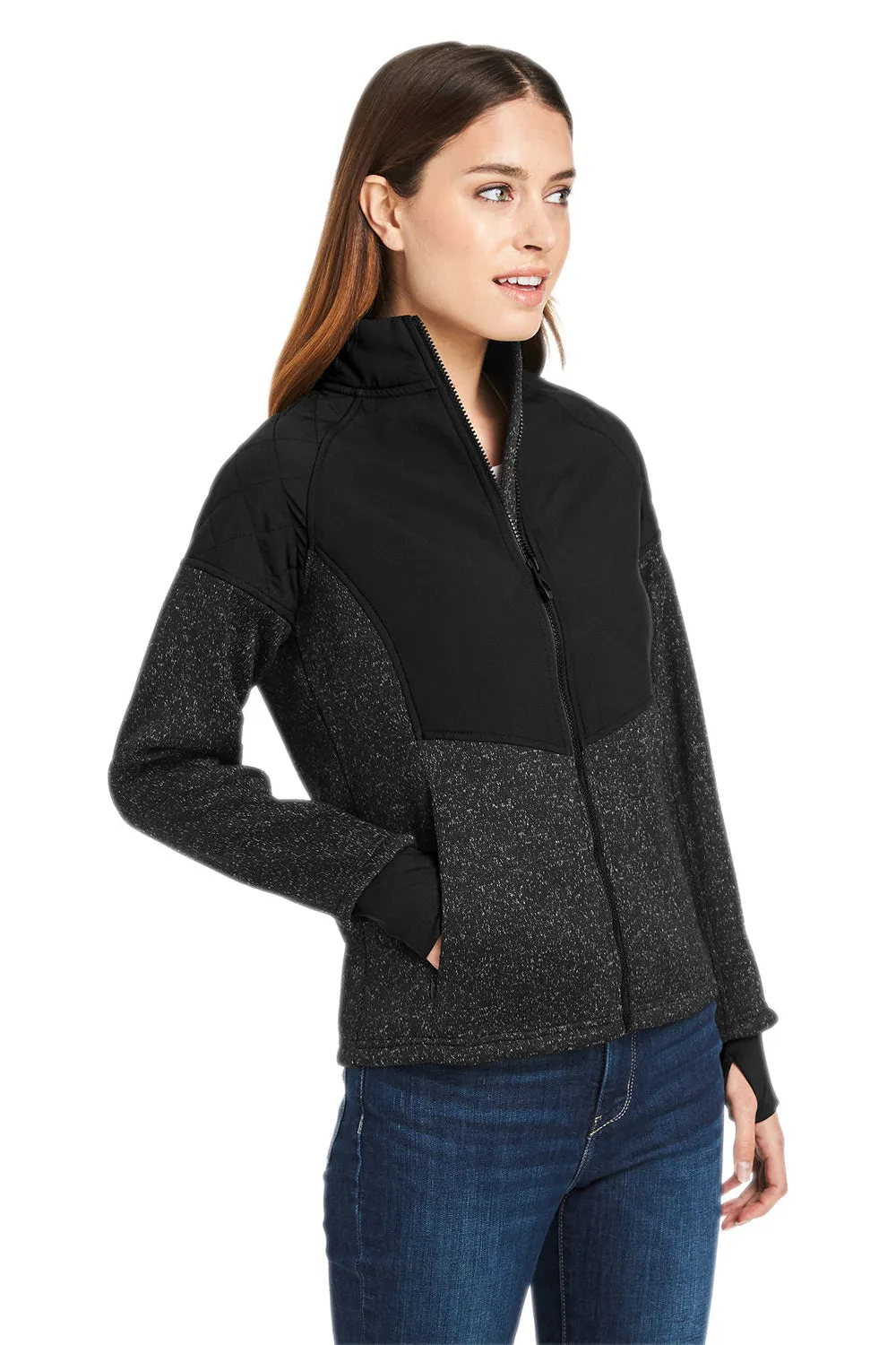 Spyder Womens Passage Full Zip Sweater Jacket - Black Powder/Black Clothing Spyder